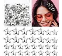 Lot de 40 pinces à cheveux en forme d'étoile de 4,1 cm pour filles et femmes années 2000 Y2K en métal argenté