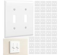 Lot de 40 plaques murales pour interrupteur à bascule double en plastique - Plaque murale à 2 vitesses pour interrupteur électrique - Avec vis - Blanc - Pour la maison