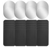 Lot de 40 plaquettes métalliques autocollantes, plaque magnétique, autocollantes, en deux versions (rond et rectangulaire) avec design ultra fin, force magnétique puissante et sans résidus de colle