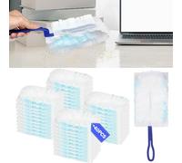 Lot de 40 plumeaux à poussière avec 1 poignée, Recharge d'aimant à poussière pour Swiff-ER, plumeau électrostatique en Microfibre pour Nettoyage Efficace à la Maison, au Bureau et à l'école