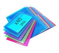 Lot de 40 pochettes - Pour document A5 - Avec bouton pression - Couleurs assorties - Rapesco