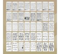 Lot de 40 pochoirs réutilisables avec lettres et chiffres - 17,8 x 10,2 cm - Avec symboles et ornements - Pour calligraphie, bricolage, scrapbooking, meubles, tissu et cartes