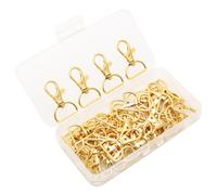 Lot de 40 porte-clés en métal doré avec fermoir mousqueton, pivotant à 360 °, anneaux en D pour sacs, chaînes pour chiots