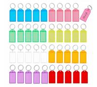 Lot de 40 porte-clés étanches avec étiquettes, porte-clés en plastique | Réutilisable et durable, facile à écrire, identification rapide, portable à transporter, pour le bureau