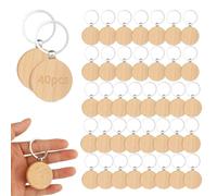 Lot de 40 porte-clés ronds en bois vierge - Personnalisables - À peindre