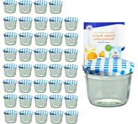 lot de 40 pots de 230 ml avec couvercle à carreaux bleus, livret de recettes Diamant Gelierzauber inclus