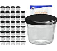 lot de 40 pots de 230 ml avec couvercle noir et livret de recettes Diamant Gelierzauber