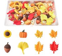 Lot de 40 punaises décoratives d'automne pour tableau en liège - Pour Thanksgiving, feuille de ginkgo, feuille d'érable, citrouille, tournesol, gland - Jolies punaises pour tableau d'affichage en