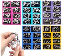 Lot de 40 puzzles 3D Brainteaser en métal pour étudiants - Jeux de patience et anneau de puzzle - Cadeau pour encourager la logique (violet, vert, jaune, rose, bleu)