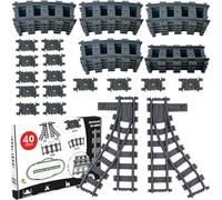 Lot de 40 rails de ville, accessoires de train, blocs de serrage compatibles avec le leader du marché (40 rails de rails)