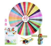 Lot de 40 recharges de filament pour stylo 3D 1,75 mm - 5 m par couleur - Total de 200 m - Avec pochoir, tapis de livre et protection des doigts (40 couleurs - Basse température PCL)