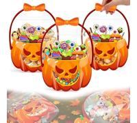 Lot de 40 sacs à dragées transparents en forme de citrouille pour Halloween, pochettes scellées pour collations, sacs fourre-tout de terreur, cadeaux de fête, sacs à friandises d'Halloween avec