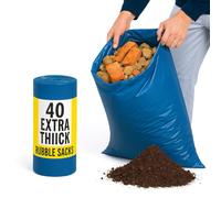 Lot de 40 sacs à gravats robustes et très épais pour déchets de jardin, briques, sol, rénovation de bricolage, déchets de construction, résistants aux fuites et très résistants - Plastique 100