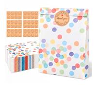 Lot de 40 sacs cadeaux d'anniversaire d'enfant avec 48 autocollants | Sac cadeau en papier pour fête d'anniversaire, mariage, fête