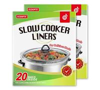 Lot de 40 sacs de cuisson jetables pour mijoteuse | Taille XL pour casseroles de 6 - 35,6 x 55,9 cm | Convient pour casseroles ovales et rondes, sans BPA (lot de 2)