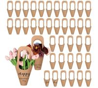 Lot de 40 sacs d'emballage de fleurs en papier kraft avec poignées en forme de cône pour bouquets floraux, idéal pour la Saint-Valentin, la fête des mères, les anniversaires, etc