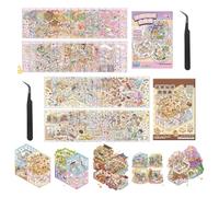 Lot de 40 Scènes Miniatures 3D, 60 Stickers Pet et 2 Pincettes