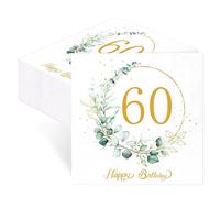 Lot de 40 serviettes anniversaire 60 ans, décoration serviette papier anniversaire 60 anss, serviette 60 ans anniversaires