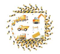 Lot de 40 serviettes carrées - Motif camion de construction - Accessoires de fête - Décoration de table - Serviettes pour anniversaire d'enfant
