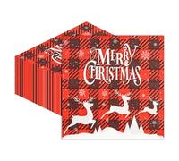 Lot de 40 serviettes de Noël - 33 x 33 cm - Marry Christmas - Noir et rouge - Serviettes de cocktail pour fête de Noël, soirée de Noël