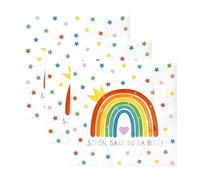 Lot de 40 serviettes de table arc-en-ciel - 33 x 33 cm - Décoration de communion pour jeune fille - Belle que vous soyez là - Convient pour baptême, anniversaire d'enfant, rentrée des classes et