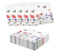 Lot de 40 serviettes de table de printemps pour décoration papillon, serviettes en papier, 33 x 33 cm de Pâques pour fête dans le jardin, anniversaire et mariage