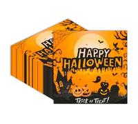 Lot de 40 serviettes de table d'Halloween - 33 x 33 cm - Décoration de table pour cocktail, fête - Orange - Citrouille - Accessoire de fête pour Halloween, anniversaire