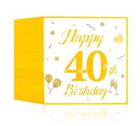 Lot de 40 serviettes de table en papier pour le 40e anniversaire d'un 40e anniversaire - Pour homme et femme - Décoration de fête - Blanc et doré