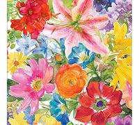 Lot de 40 serviettes de table florales | 2 paquets de 20 serviettes de table | Motif floral abondant, 16,5 x 16,5 cm