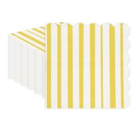 Lot de 40 serviettes de table jetables en papier jaune à rayures pastel, 13 cm, pour fête pastel, douche de mariage, décoration d'anniversaire, dîner