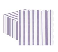 Lot de 40 serviettes de table jetables en papier violet rayé pastel - 13 cm - Pour fête pastel, fête, mariage, anniversaire, dîner