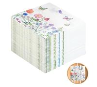 Lot de 40 serviettes de table - Motif poisson autour de l'eucalyptus - Blanches - Idéales comme décoration de table - Serviettes de mariage - Serviettes de baptême - Décoration de confirmation - Pour