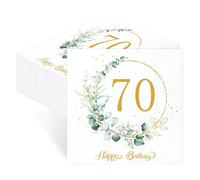Lot de 40 serviettes de table pour 70e anniversaire, décoration de table pour 70 ans, vert eucalyptus vert sauge pour décoration de printemps, communion, confirmation, baptême