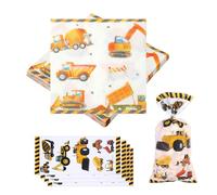 Lot de 40 serviettes en papier 33 × 33 cm pour anniversaire, décoration de table Bulldozer, chargeuse sur pneus, véhicules