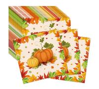 Lot de 40 serviettes en papier citrouille et feuilles d'érable - 33 x 33 cm - Pour automne, fête, anniversaire, mariage