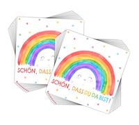 Lot de 40 serviettes en papier - Décoration arc-en-ciel - Pour anniversaire d'enfant - « Schön das Du da Bist » - 33 x 33 cm