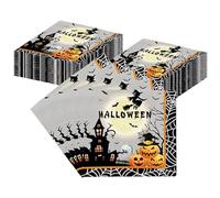 Lot de 40 serviettes en papier jetables pour Halloween, dîner, pique-nique, cocktail, Halloween, 16,5 x 16,5 cm