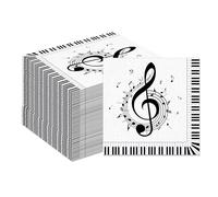 Lot de 40 serviettes en papier sur le thème de la musique, pour cocktail, dîner, fête de musique, clavier de piano, serviettes de cocktail pour karaoké, décorations de fête d'anniversaire