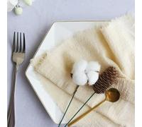 Lot de 40 Serviettes en Tissu crêpe de Gaze de Coton 42 x 42 cm, torchon de Table, décoration de Pâques, Beige