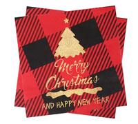 Lot de 40 serviettes rouges de Noël, pour décoration de table de Noël ou de fête, idéales pour les fêtes d'hiver et Noël, motif sapin de Noël, 33 x 33 cm