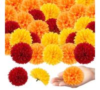 Lot de 40 têtes de fleurs de souci artificielles mexicaines pour décoration du jour des morts - Couronne de loisirs créatifs, mariage indien, Diwali, maison, Dia de Los Muertos, décoration d'Halloween