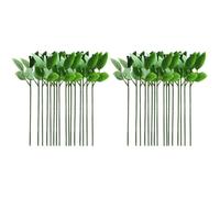 Lot de 40 tiges de roses artificielles pour composition florale à faire soi-même, tiges florales avec feuilles