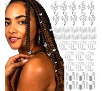 Lot de 40 tresses de cheveux élégantes | de cheveux en métal avec ajustement réglable et finition brillante | Pendentifs décoratifs adaptés pour les festivals, les fêtes, la coiffure