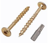 Lot de 40 vis à bois en acier galvanisé 6,0 x 60 mm, tête Torx et tête gaufrée, vis à bois, partiellement filetées (40, 6,0 x 60 mm)