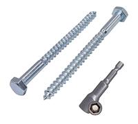 Lot de 40 vis à bois hexagonales DIN 571 en acier zingué M8 x 120 mm Vis à tête hexagonale Tire-fond à tête hexagonale (40, M8 x 120 mm)