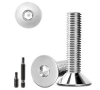Lot de 40 vis à tête fraisée en acier inoxydable M6 x 20 mm à tête fraisée à six pans creux M6 - Vis à tête fraisée avec 2 têtes de tournevis hexagonales DIN 7991/ISO 10642 (argenté)
