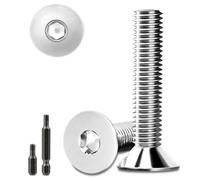 Lot de 40 vis à tête fraisée en acier inoxydable M6 x 25 mm à six pans creux M6 Vis à tête fraisée avec 2 têtes de tournevis hexagonales DIN 7991/ISO 10642 (argenté)