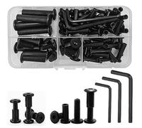 Lot de 40 Vis de Connexion M6/M4 pour Meubles - Douille en Acier Nickelé - Raccordement pour Armoire - Connecteur de Meubles - Noir (80 Pièces)