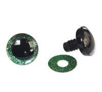 Lot de 40 yeux de sécurité pour crochet - Jouet 3D + non tissés à paillettes - Taille et couleur au choix pour travaux manuels et décorations d'Halloween - Vert - 12 mm