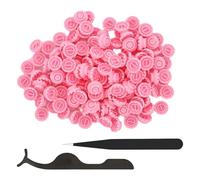 Lot de 400 anneaux de colle pour extensions de cils, anneaux de cils roses avec 2 pinces à épiler, support de cils, tasses de colle faciles à faner pour cils volumineux